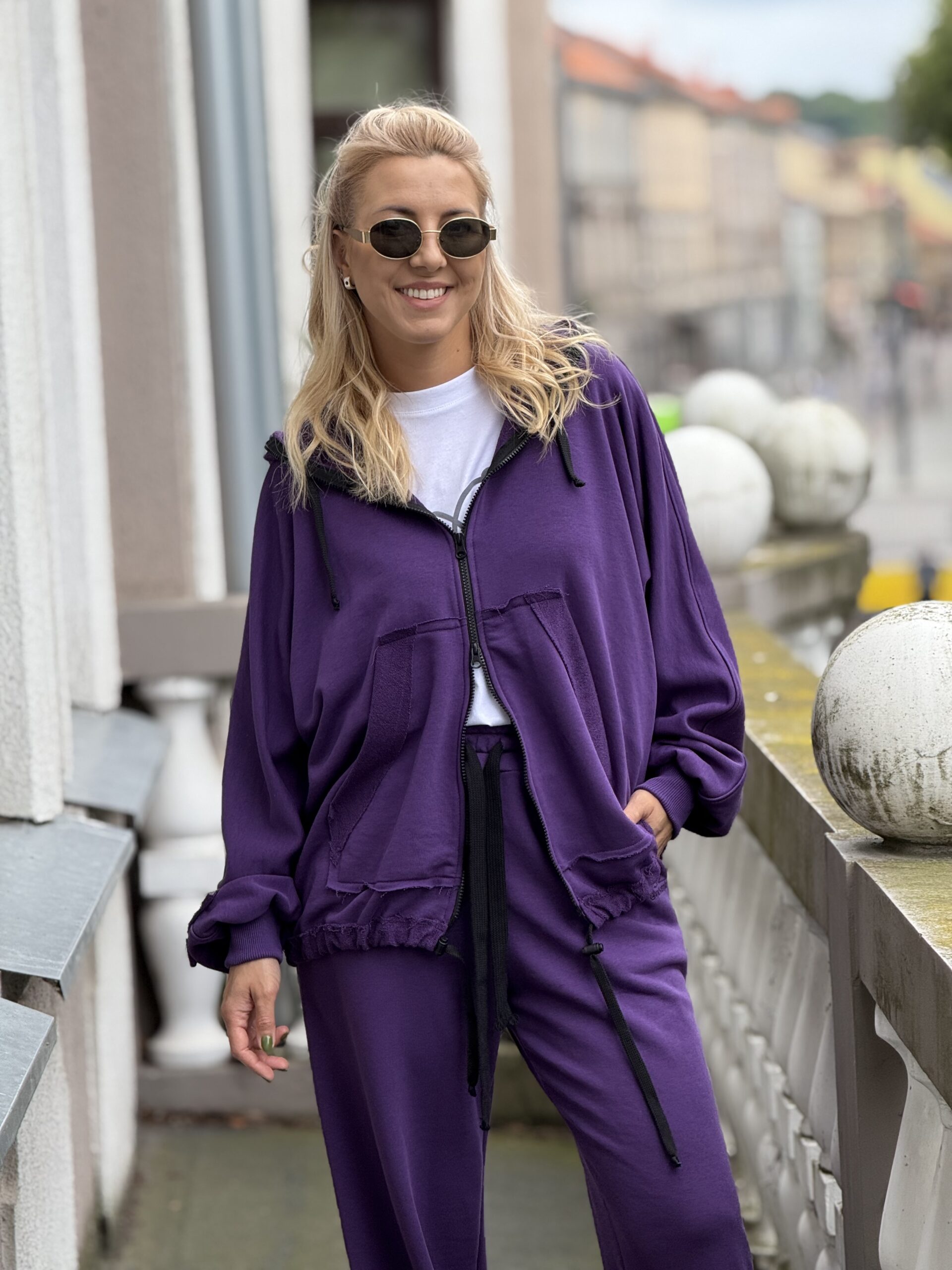 ŠALTAI VIOLETINIS bliuzonas BOMBER su užtrauktuku