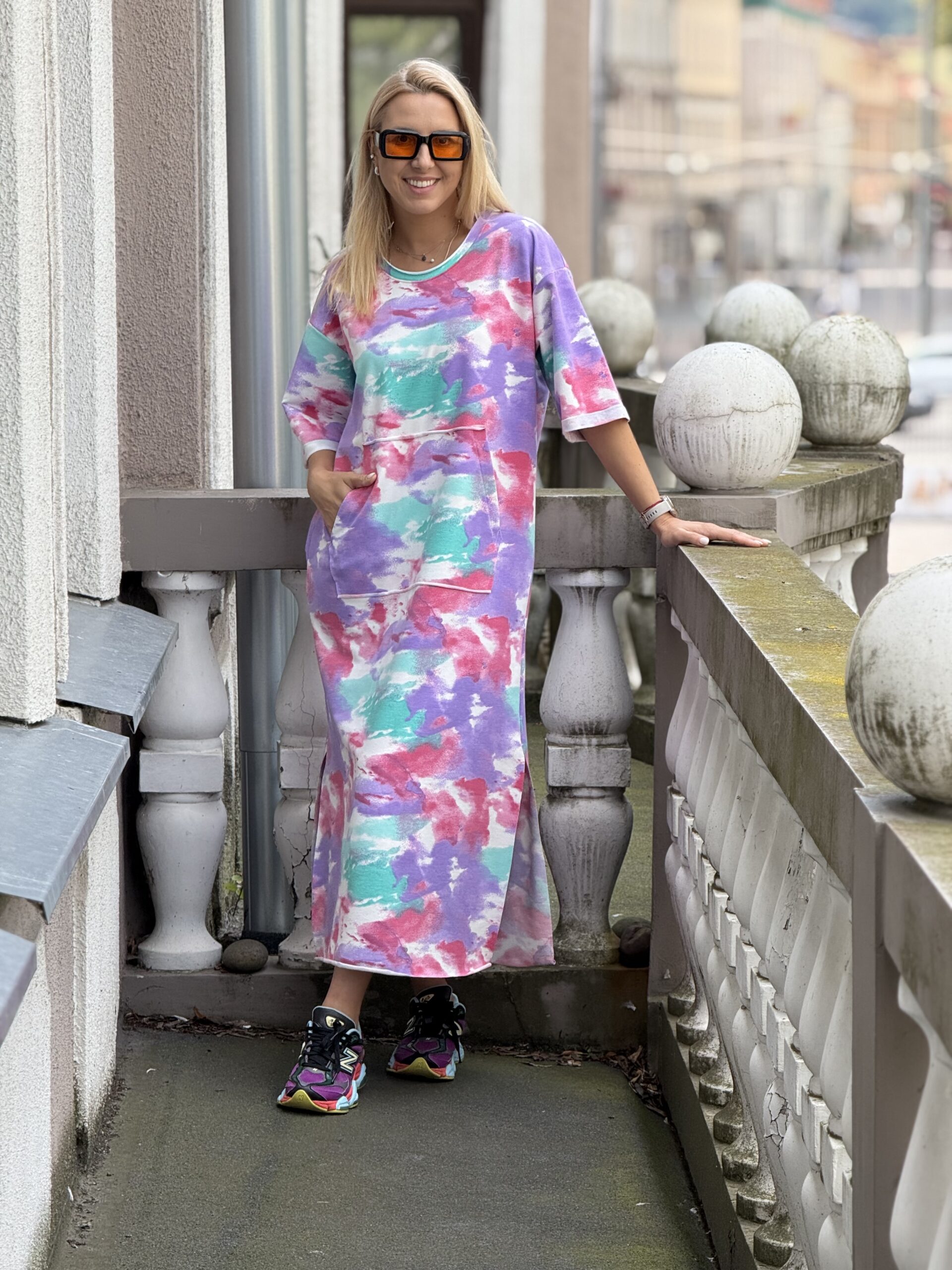 Kilpinio trikotažo suknelė "AKVARELĖ"