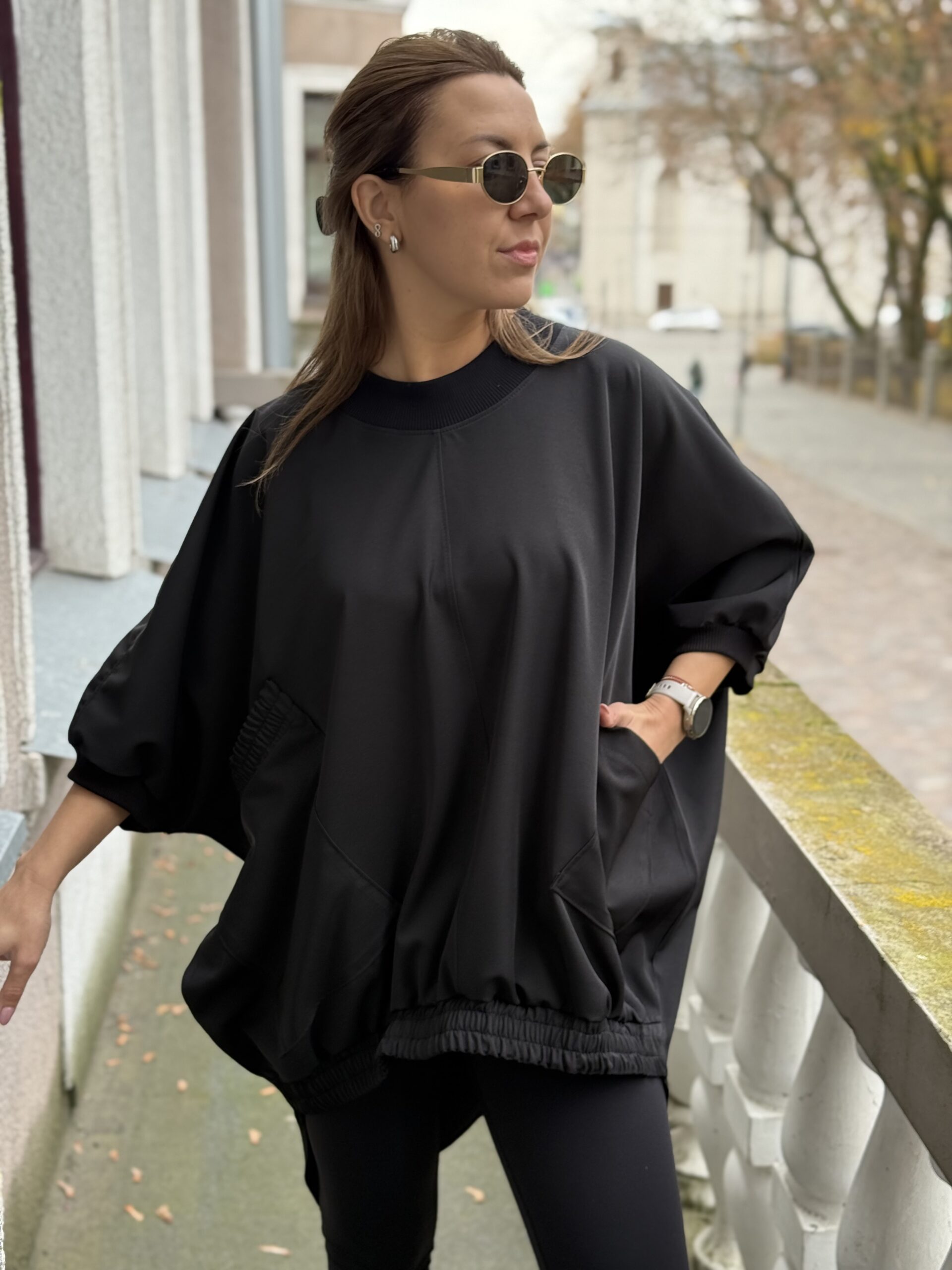 Juoda palaidinė "šikšnosparnis" BIG #zerowaste - Image 2