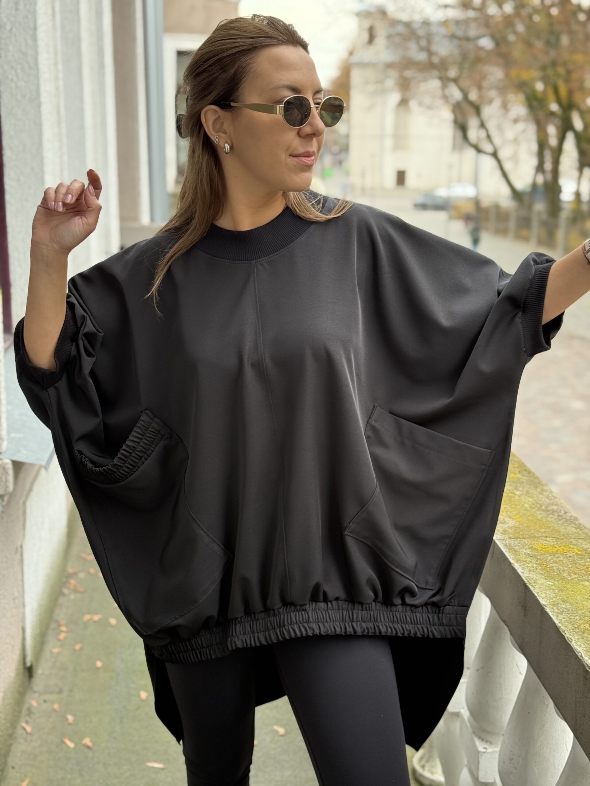 Juoda palaidinė "šikšnosparnis" BIG #zerowaste