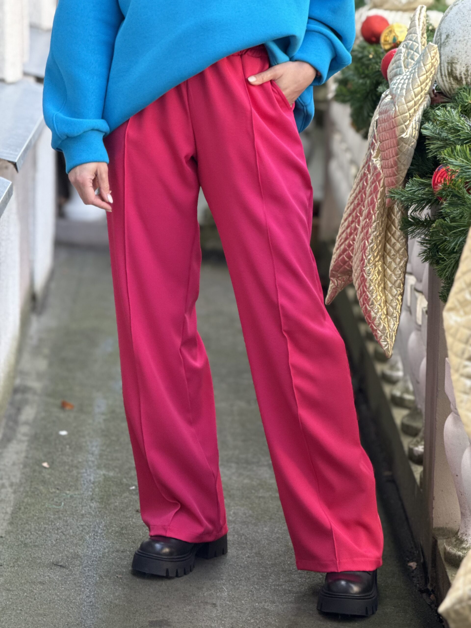 ROŽINĖS plačios KELNĖS su kantuku