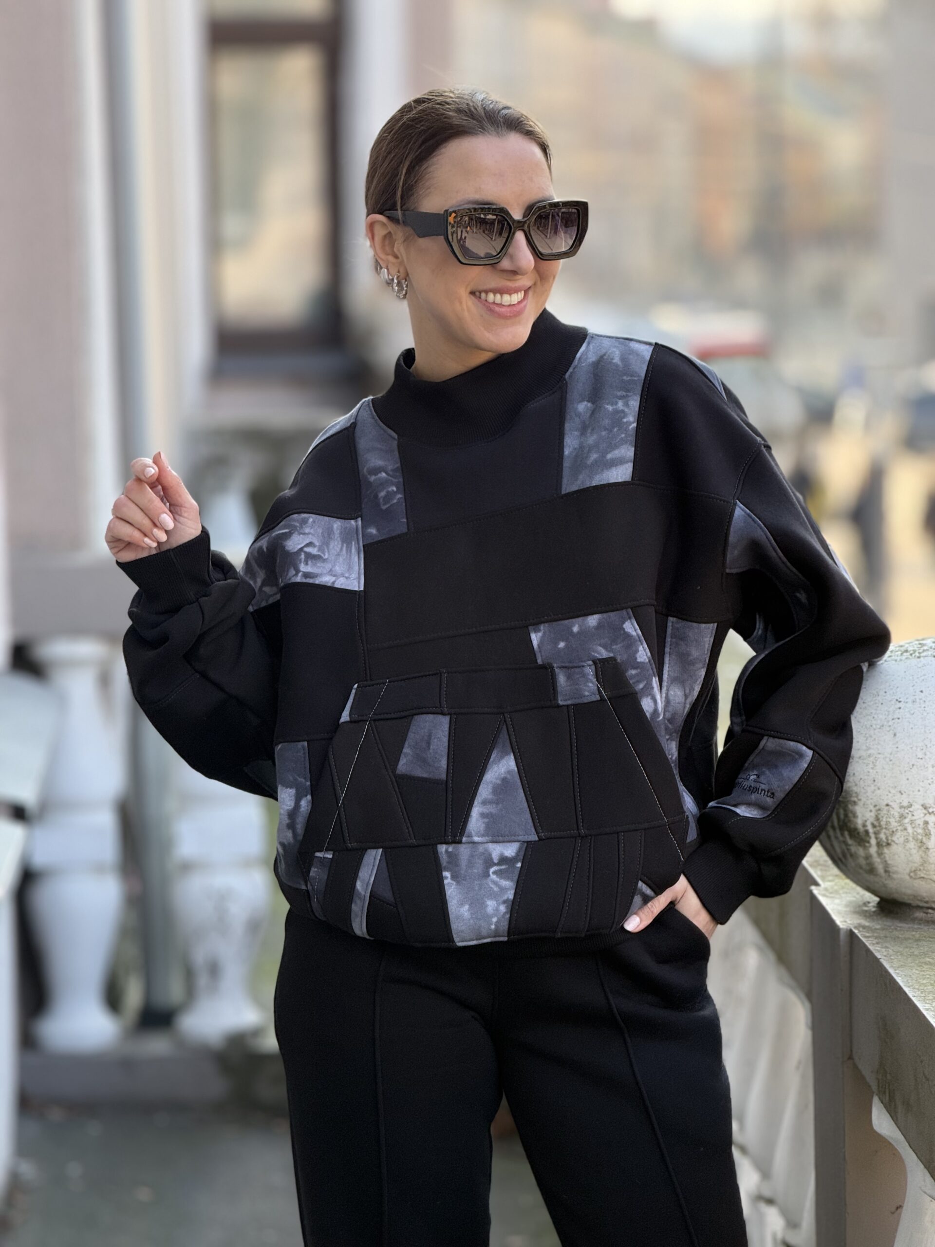 Džemperis ZEROWASTE juoda/pilka Nr1