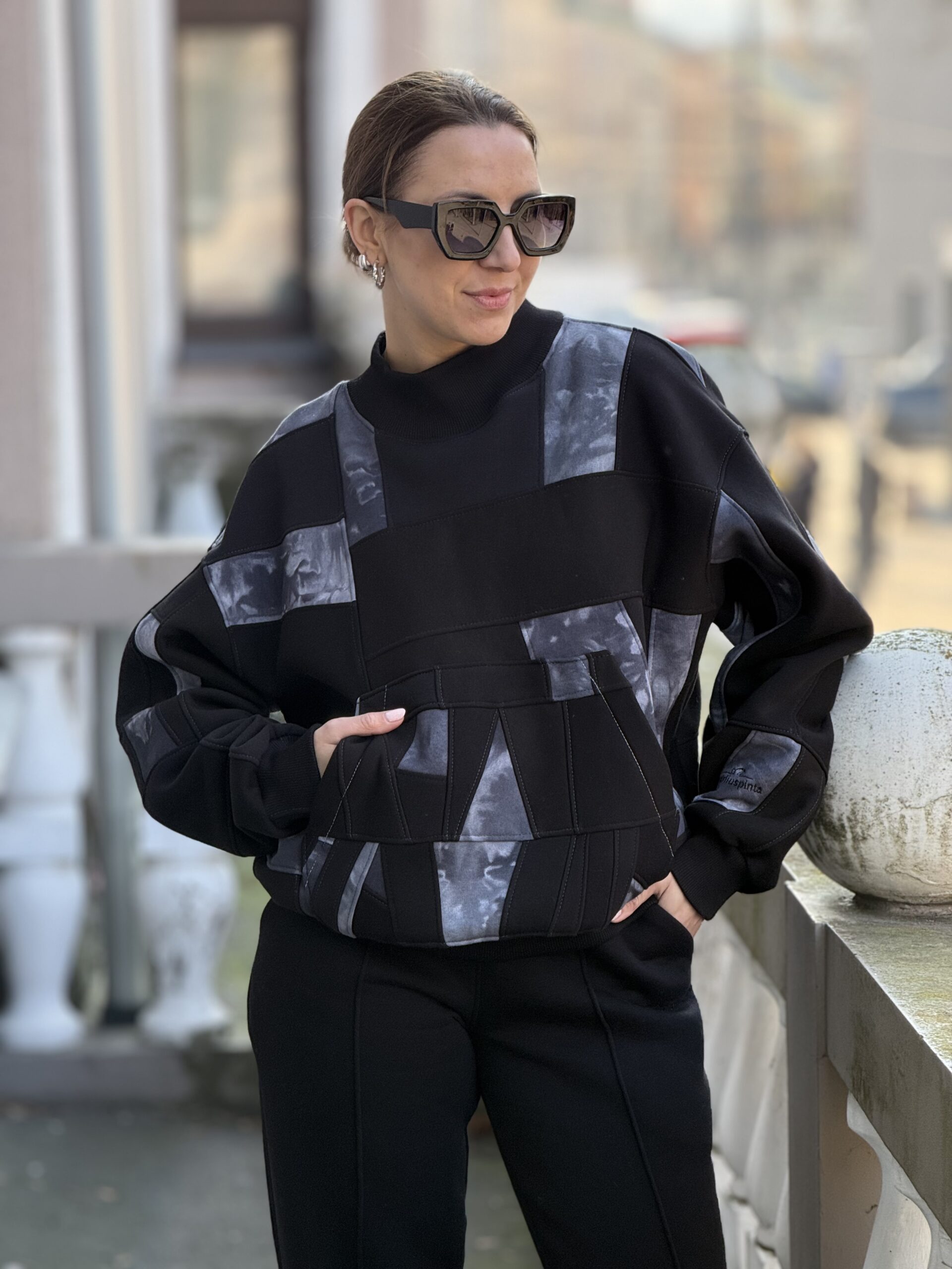 Džemperis ZEROWASTE juoda/pilka Nr1 - Image 2