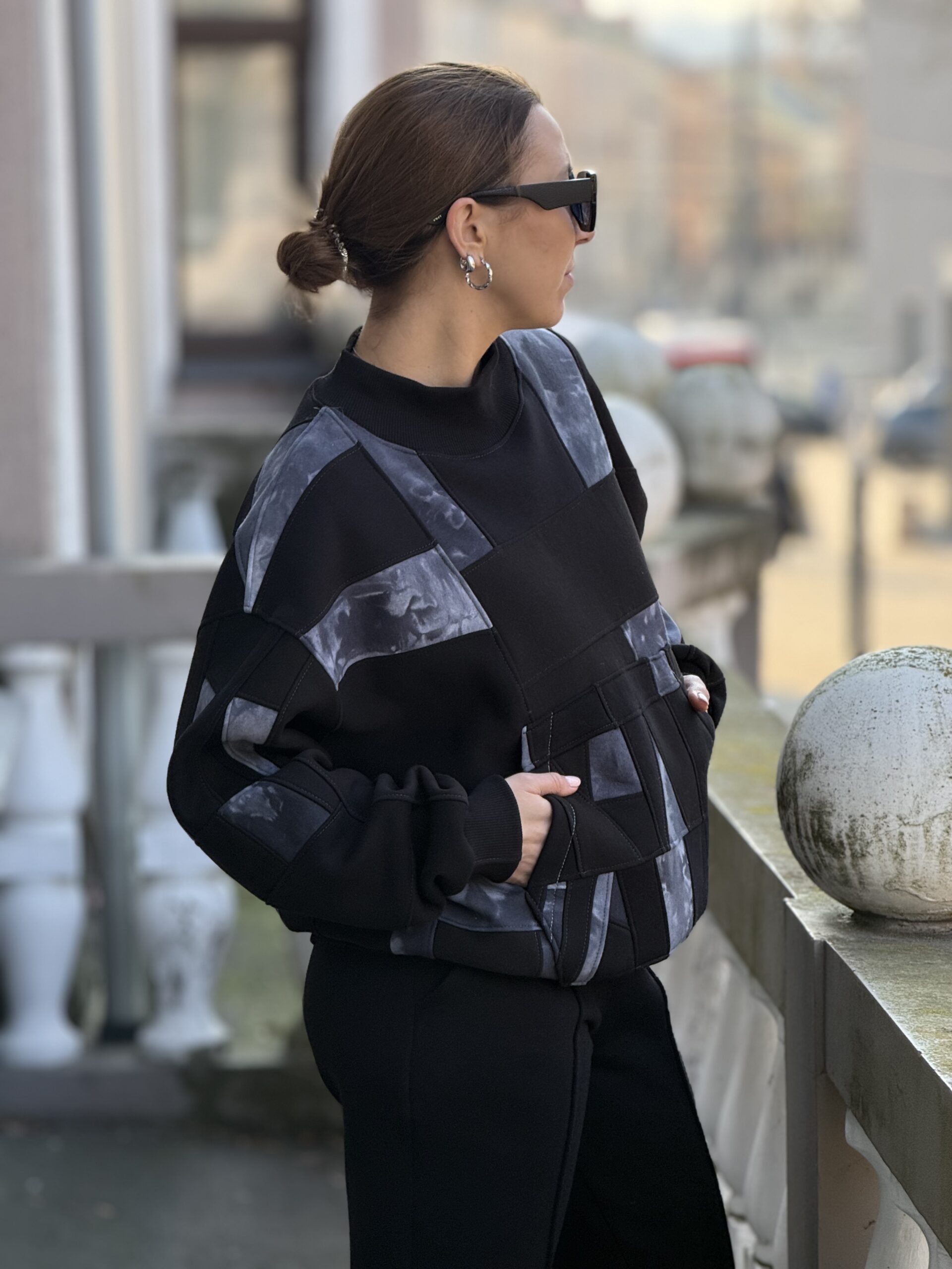 Džemperis ZEROWASTE juoda/pilka Nr1 - Image 3