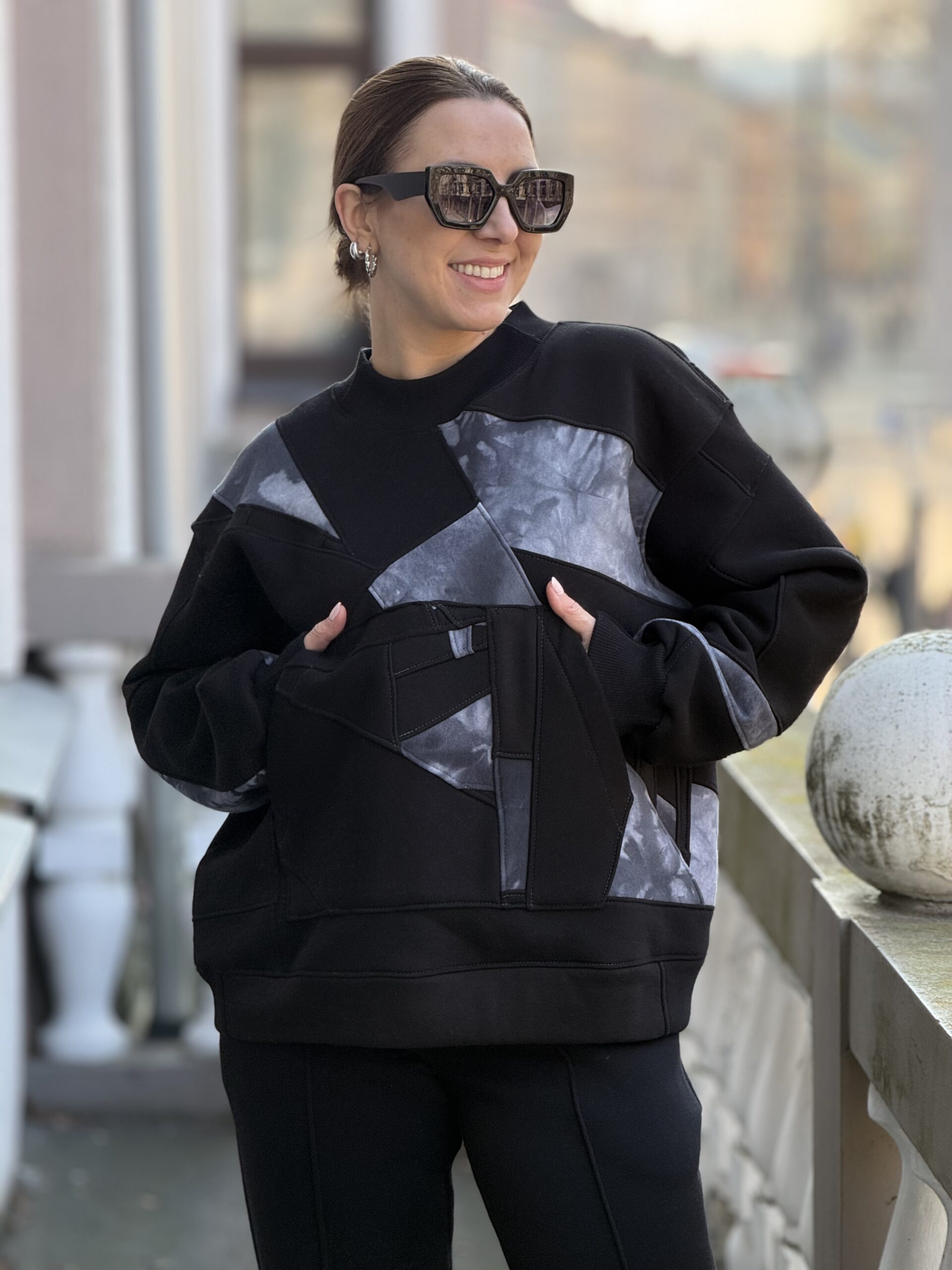 Džemperis ZEROWASTE juoda/pilka Nr2