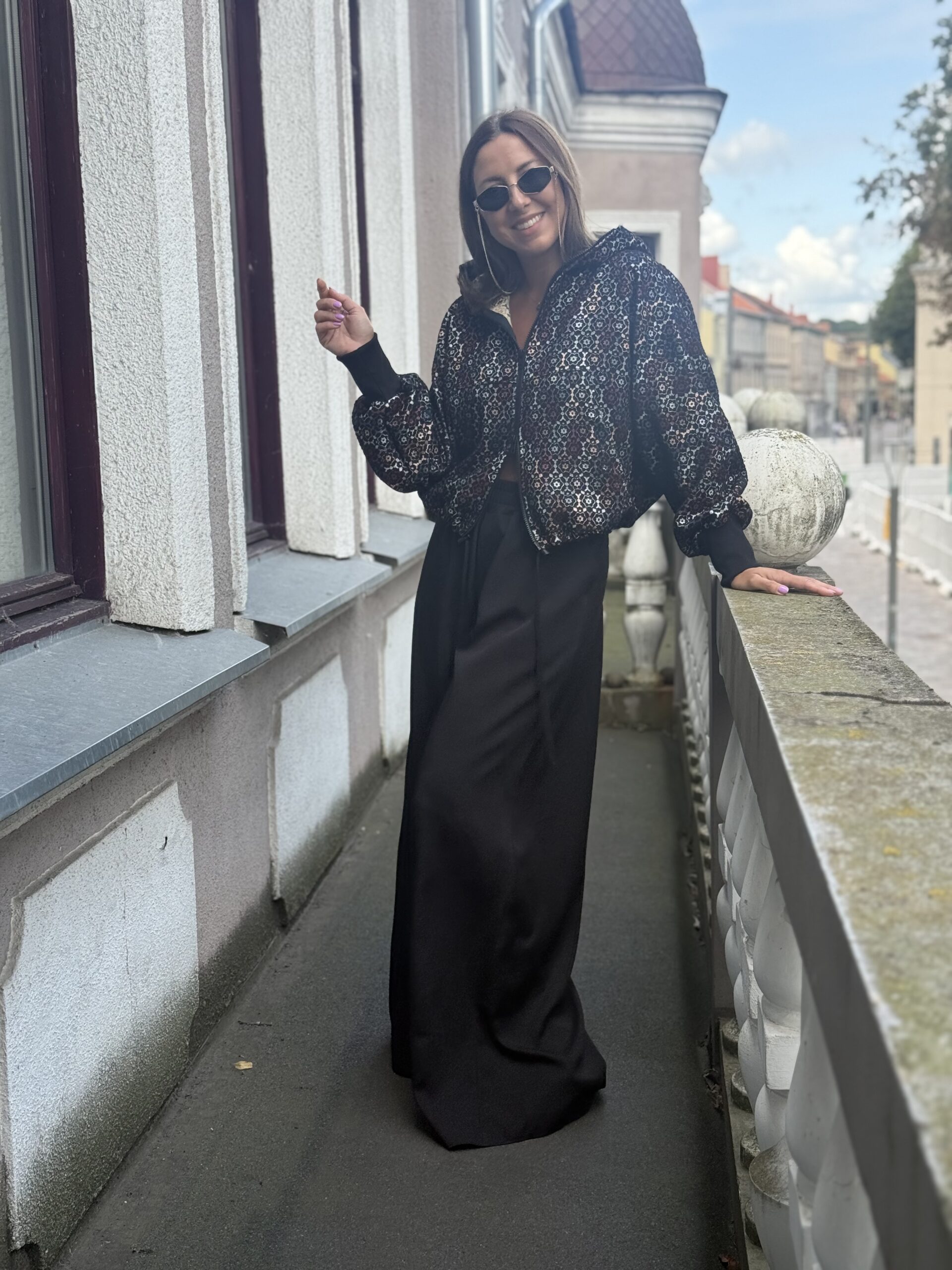 Prabangus tamsus "patern tipo" BOMBER džemperiukas - Image 6