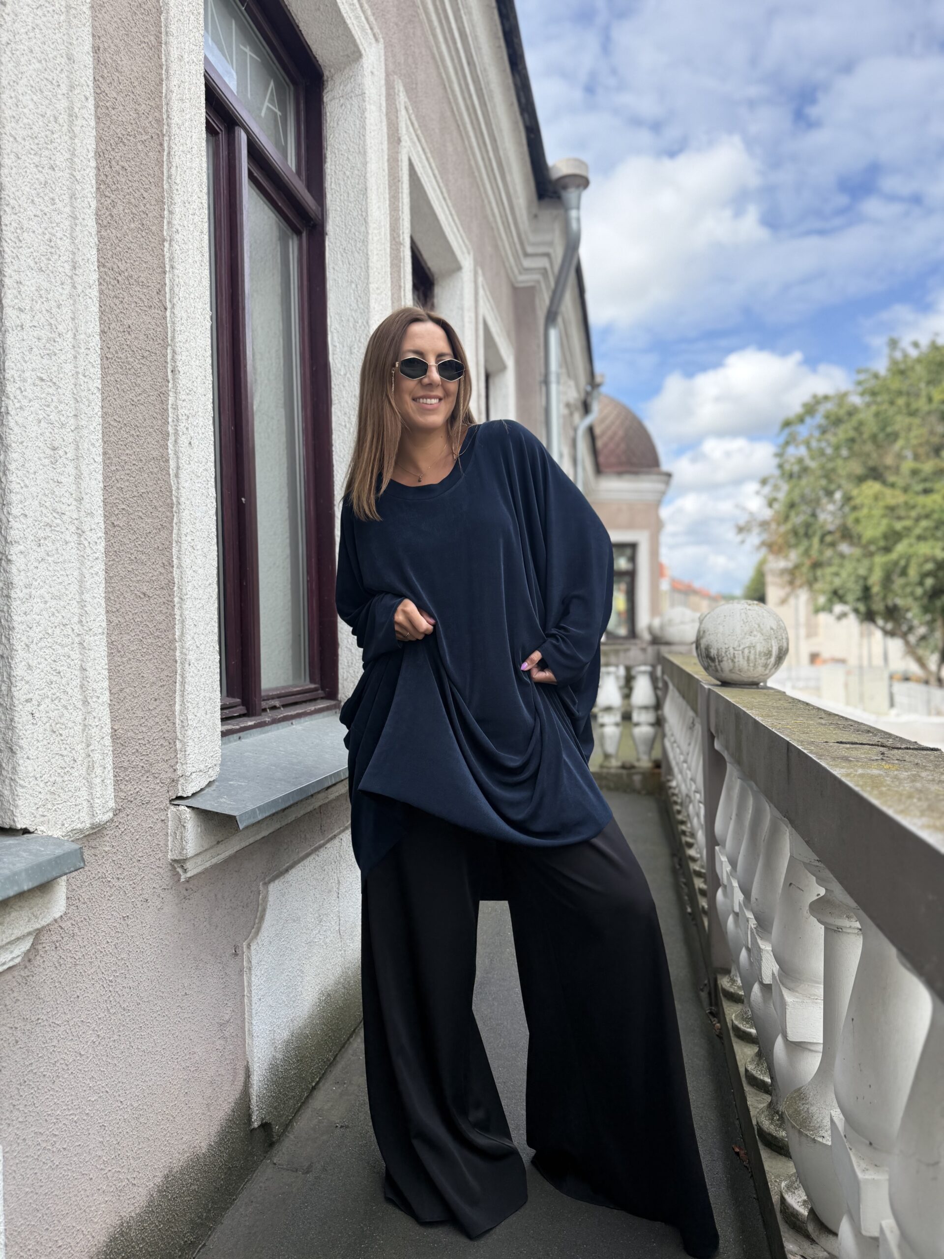 Tamsiai mėlyna PLUS SIZE tunika/palaidinė