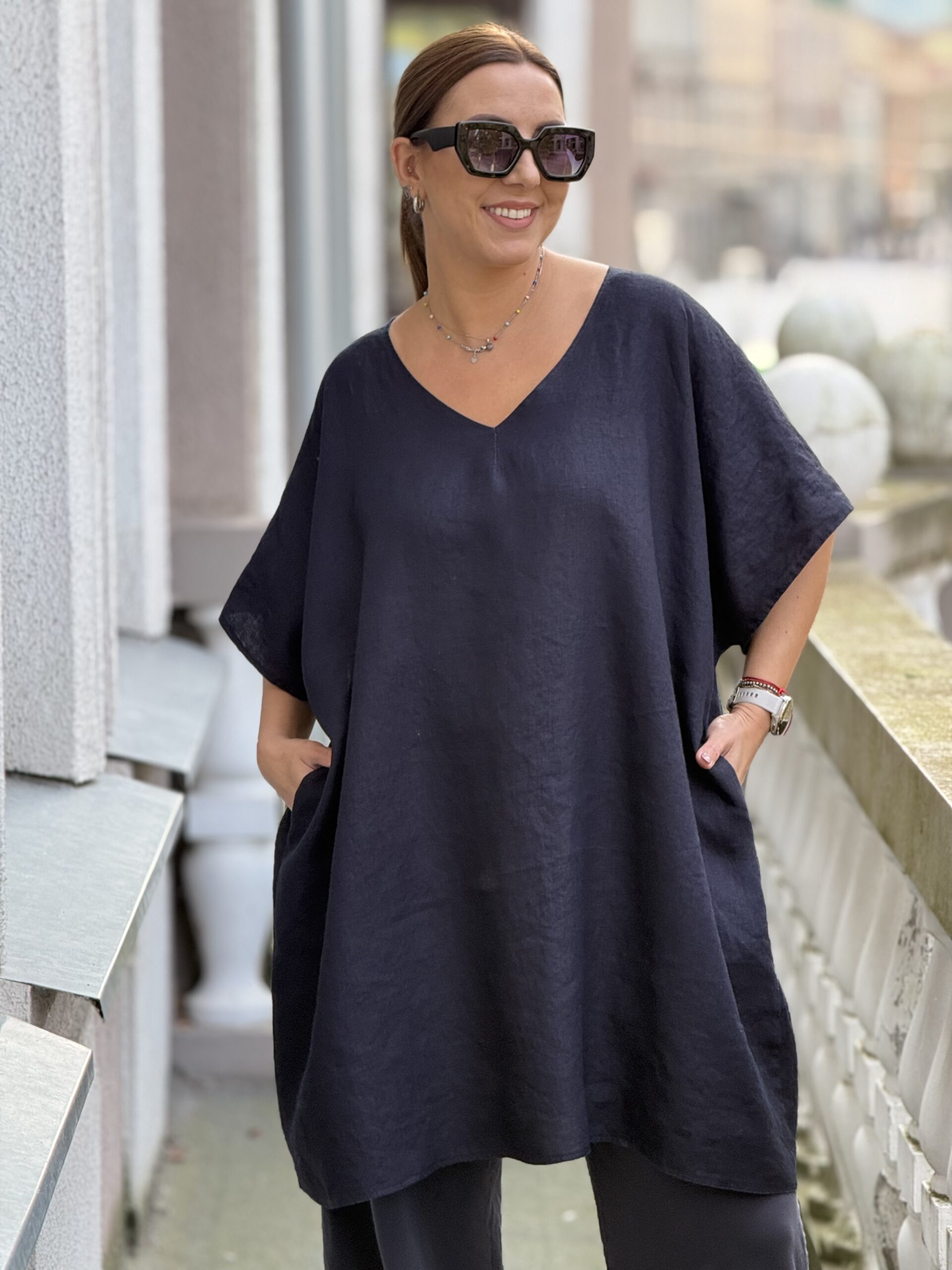 LININĖ TUNIKA XXL (skalbta minkštinant liną)